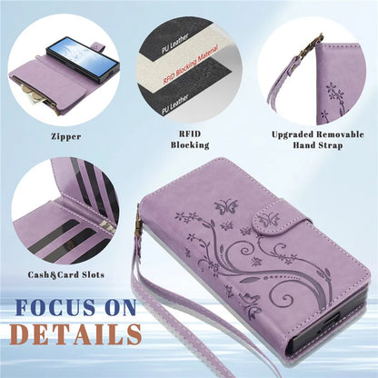 Lanyard Leather Zipper Wallet Multi Card Phone Case for Samsung Galaxy Z Fold 7 6 5 4 3 Fold6 Fold5 Fold4 Fold3 Flip Stand Cover