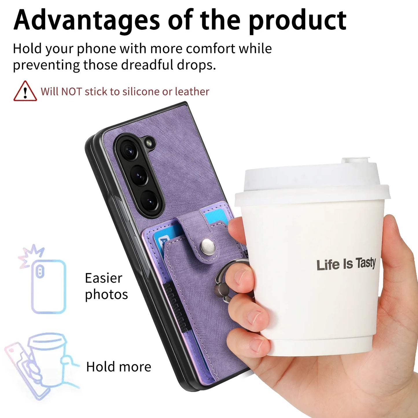 Z Fold 7 Retro Pu Leather Phone Case for Samsung Galaxy Z Fold 6 5 4 3 Magnetic Hardware Ring&buckle Card Slot Bag Bracket Cover