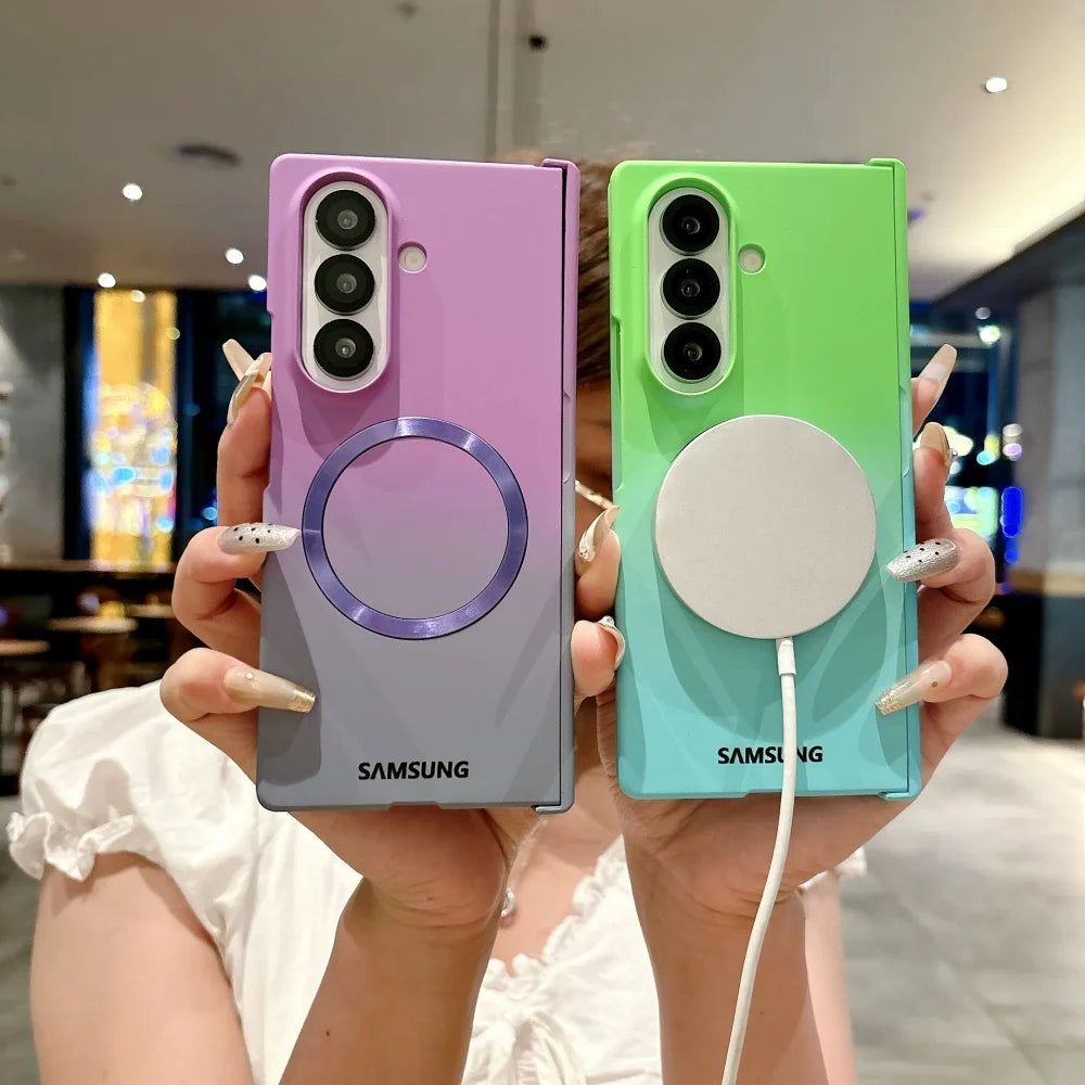 Matte Ultra Slim Liquid Silicone For Magsafe Wireless Charge Fold Phone Case For Samsung Z Fold 7 6 5 4 3 Anti Drop Bumper Cover