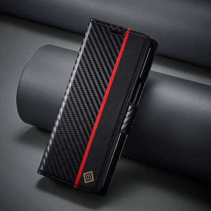ZFold 7 Carbon Fiber Texture Phone Case for Samsung Galaxy Z Fold 7 6 5 4 3 W23 W22 5G Buckle Pu Leather Card Slot Holder Wallet