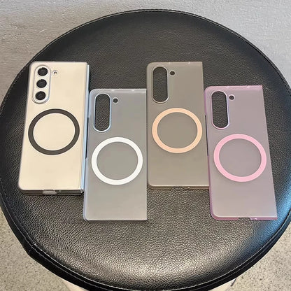Ultra thin matte For Magsafe Magnetic Case For Samsung Galaxy Z Fold 7 Z Fold 6 Z Fold 5 4 3 Slim Frosted Clear Hard PC Cover